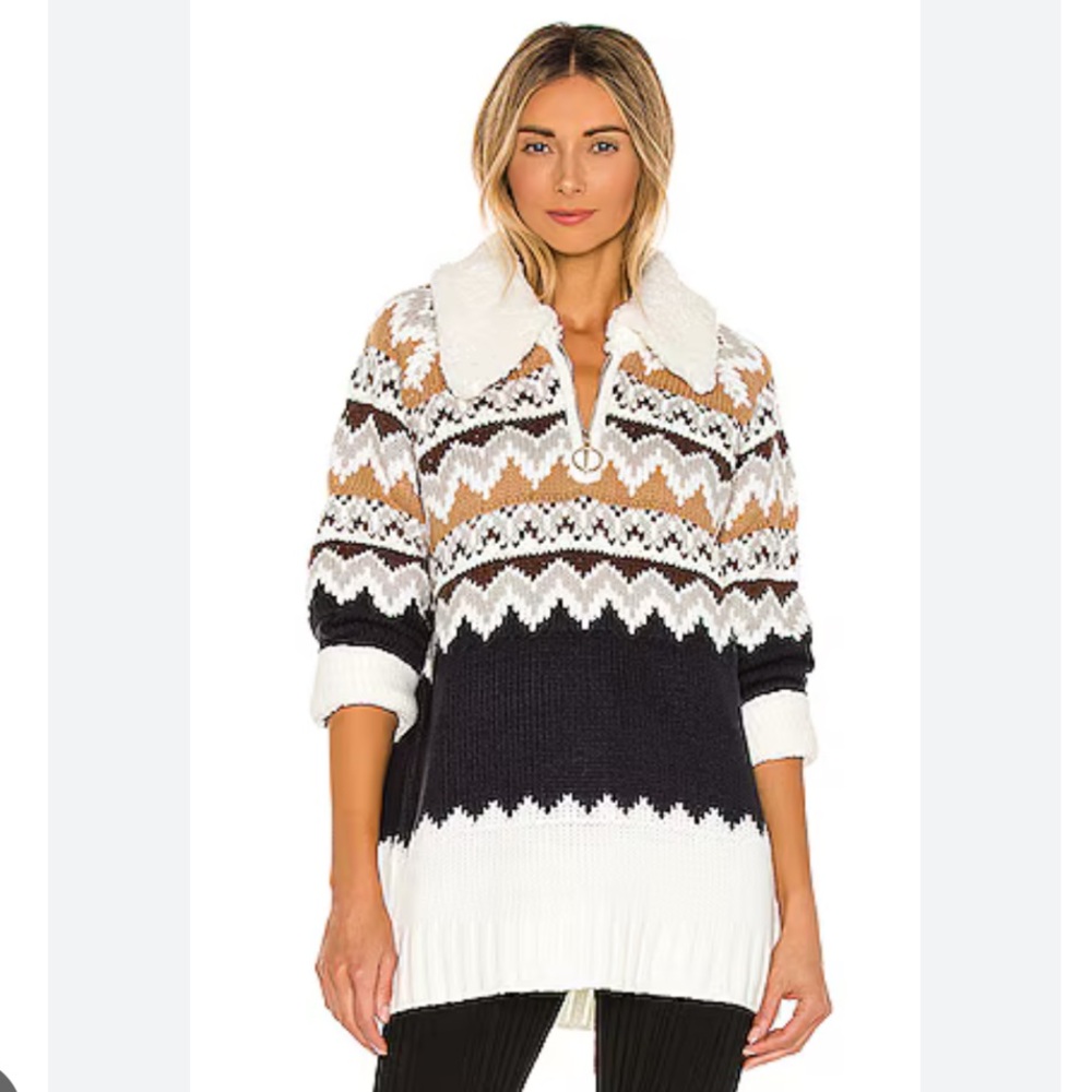 Show Me Your MuMu Sun Valley pullover fair isle with faux Sherpa